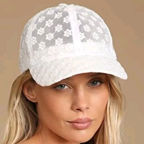 Accessories - White Floral Lace Baseball Cap | Coquette • Balletcore • Soft Girl Aesthetic